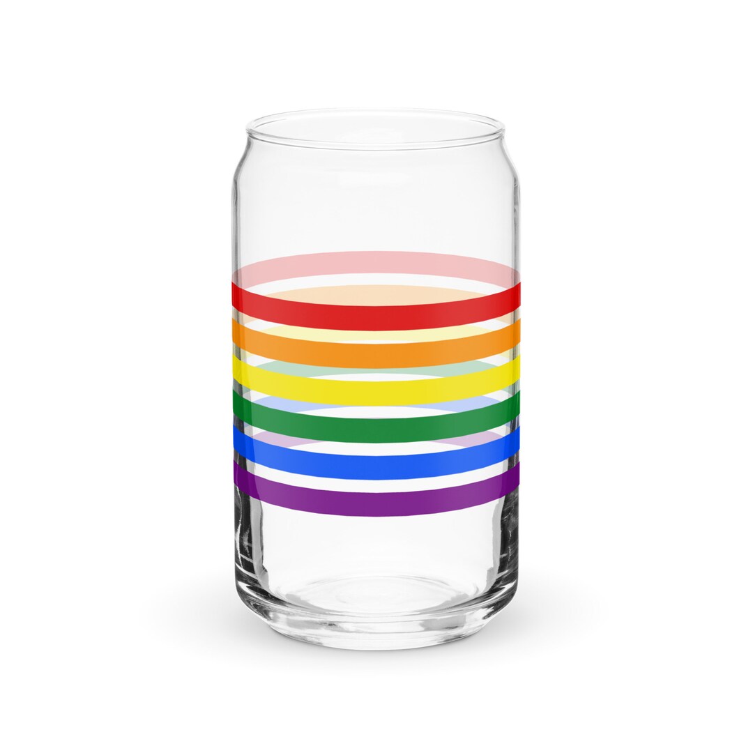 Rainbowwrapped Beer Can Shaped Glass Etsy