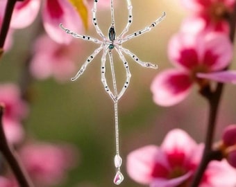 Crystal Spider Suncatcher: Beaded Window Hanging, Gothic Rainbow Maker