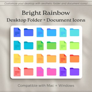 Bright Rainbow Desktop Icons for Mac and Windows | Custom Folder Icons | Colorful Macbook Folder Icons | Cute Desktop File Folders Icons