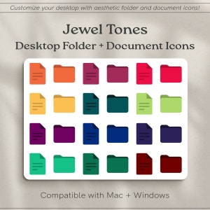 Jewel Tones Desktop Icons for Mac and Windows | Custom Desktop Folder Icons | Rainbow Folder Icons | Aesthetic Desktop File Folders Icons