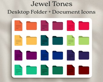 Jewel Tones Desktop Icons for Mac and Windows | Custom Desktop Folder Icons | Rainbow Folder Icons | Aesthetic Desktop File Folders Icons
