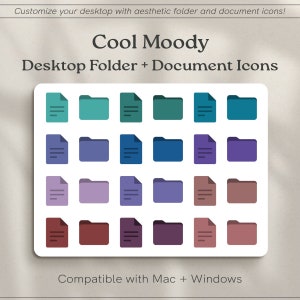 Cool Moody Desktop Icons for Mac and Windows | Desktop Folder Icons | Colorful Dark Mac Folder Icons | Aesthetic Desktop File Folders Icons