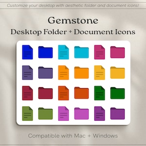 Gemstone Desktop Icons for Mac and Windows | Desktop Folder Icons | Jewel Tone Mac Folder Icons | Aesthetic Desktop File Folders Icons