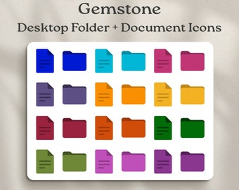 Gemstone Desktop Icons for Mac and Windows | Desktop Folder Icons | Jewel Tone Mac Folder Icons | Aesthetic Desktop File Folders Icons
