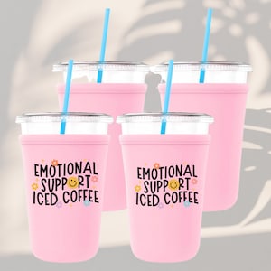 Handmade Iced Coffee Coozie, Drink Sleeve, Beverage Holder, Coffee Lover Gift, Emotional Support, Iced Coffee