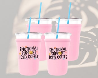Handgemaakte ijskoffie Coozie, drinkhoes, bekerhouder, cadeau koffieliefhebber, emotionele steun, ijskoffie