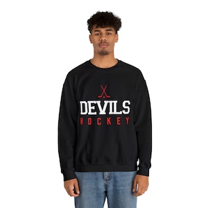 New Jersey Devils Crew Neck Sweatshirt, NHL Hockey Sweatshirt, Devils Fan Apparel, Team Spirit Gear