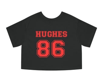 T-shirt de hockey LNH, équipement de fan des Devils du New Jersey, chemise cadeau hockey, chemise des diables Jack Hughes numéro 86, haut court personnalisé des diables de la NJ