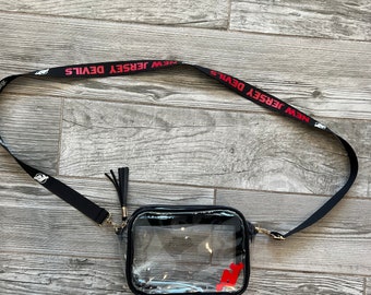 Clear Crossbody Purse for NJ Devils Fans, Game Day Essentials, NHL Hockey Accessories, Clear Stadium Purse, Stadium Series Bag