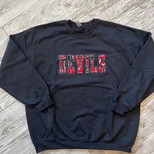 New Jersey Devils Varsity Letter Sweatshirt, Devils Hockey Crewneck, Fan Apparel, Sports Gift, NJ Devils Hockey Custom Sweatshirt