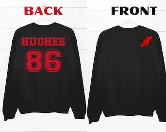 Hughes Devils Sweatshirt, Jack Hughes #86, Hockey Fan Apparel