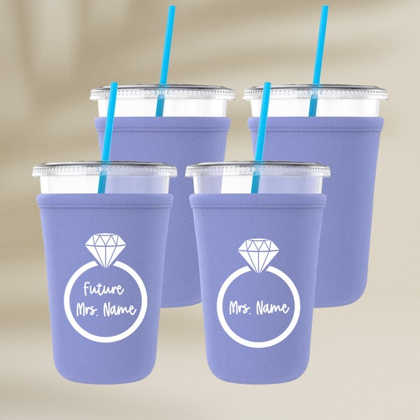 Future Mrs. Iced Coffee Coozie, Drink Sleeve, Engagement Gift, Wedding Accessory, Soon to be Mrs. Accessory