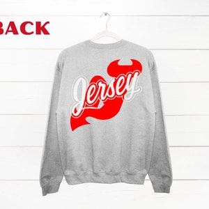 New Jersey Devils Sweatshirt, Devils Hockey Crewneck, Fan Apparel, Sports Gift, NJ Devils Hockey Custom Sweatshirt, Handmade, Jack Hughes