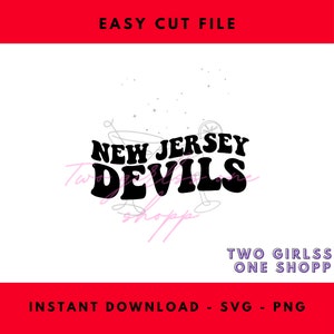 New Jersey Devils Hockey Fan, NJ Devils, Hockey, Wavy Retro, PNG 2 Color, New Jersey Devils, New Jersey