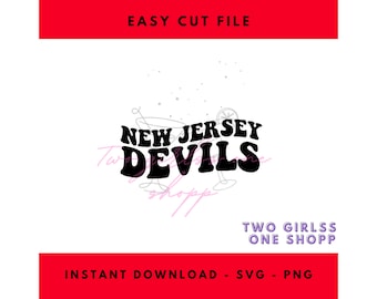 New Jersey Devils Hockey Fan, NJ Devils, Hockey, Wavy Retro, PNG 2 Couleur, New Jersey Devils, New Jersey