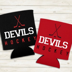 New Jersey Devils Drink Sleeve, NJ Devils Coozie, NJ Devils Hockey Gift, Devils hockey can cooler