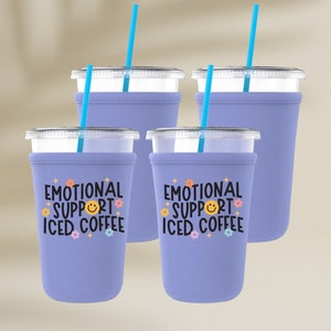 Handmade Iced Coffee Cozy, Drink Sleeve, Beverage Holder, Coffee Lover Gift, Emotional Support, Iced Coffee Coozie