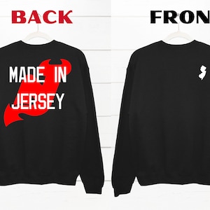 New Jersey Devils Sweatshirt, Made in Jersey, Devils Hockey Crewneck, Fan Apparel, Sports Gift, NJ Devils Hockey Custom Sweatshirt, Handmade
