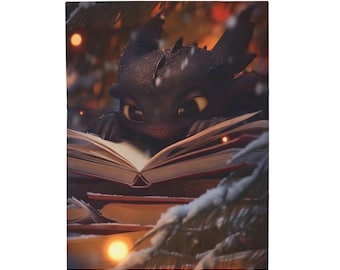 Cozy Dragon Reading Velveteen Plush Blanket, Perfect for Pet Lovers, Home Decor, Gift for Kids, Movie Nights, Cozy Evenings Toothless HTTYD