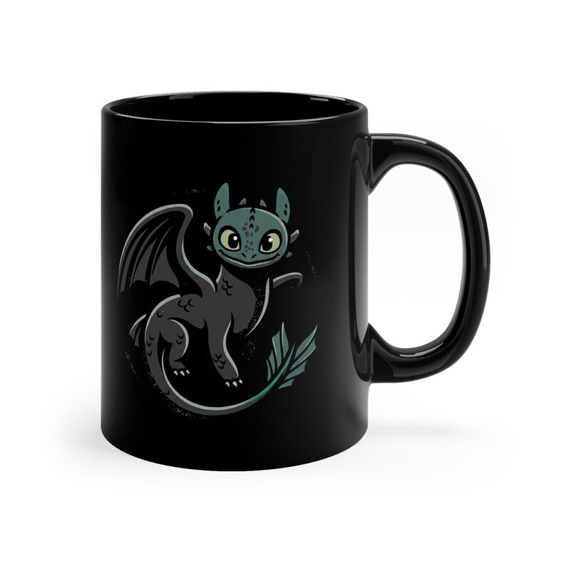 Cute Baby Dragon Illustration Mug | Black Ceramic Coffee Mug - Etsy