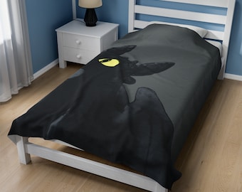 Velveteen Plush Blanket with Toothless from How to Train Your Dragon
