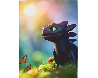 Toothless inspired from How to Train Your Dragon Velveteen Plush Blanket