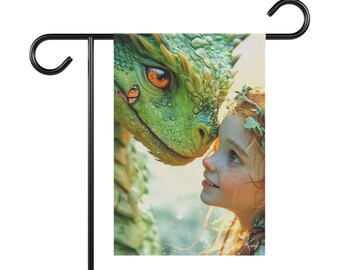 Garten- und Hausbanner mit Drache und Kind