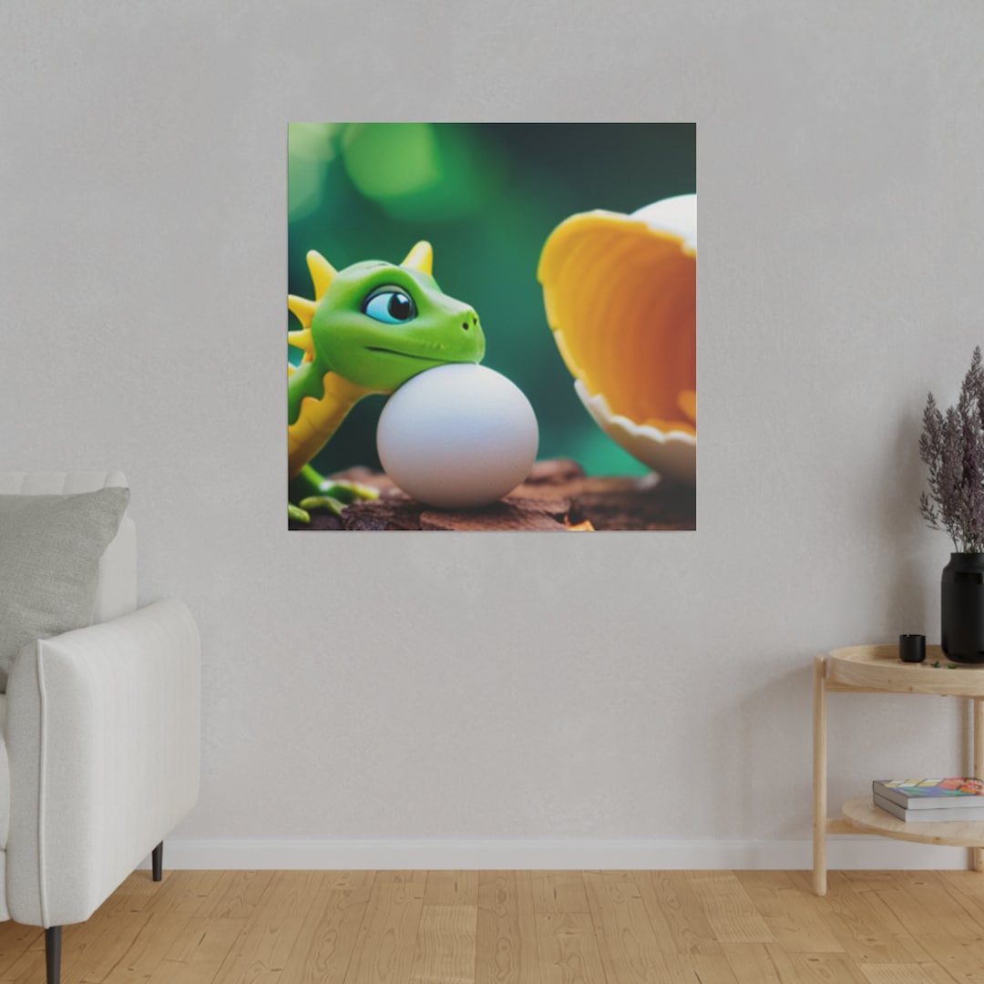 Cute Baby Dragon Wall Decor Matte Canvas Stretched Etsy