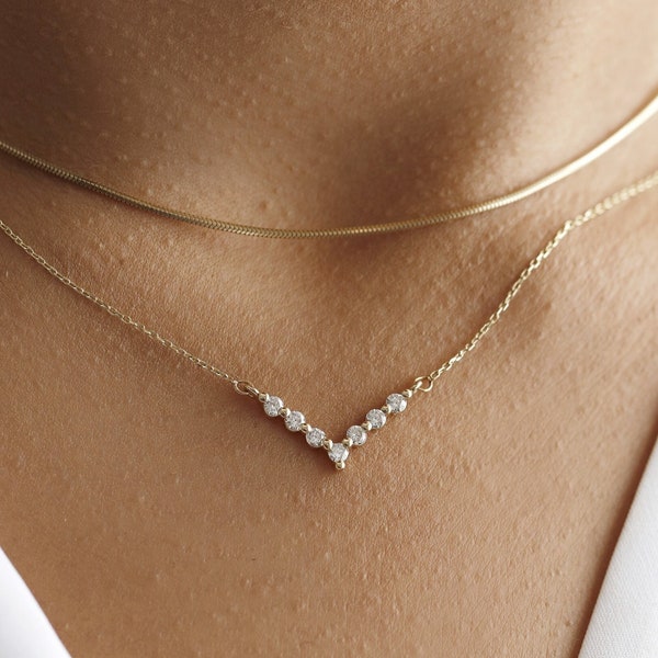 Gold Chevron Necklace - Etsy