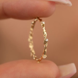 14K Solid Gold Twisted Rope Ring, 14K Real Gold Twist Ring, Stacking Rings, Perfect Anniversary Ring, Engagement Gift