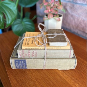 Antique book stack, Beige vintage books , vintage coloured book bundle