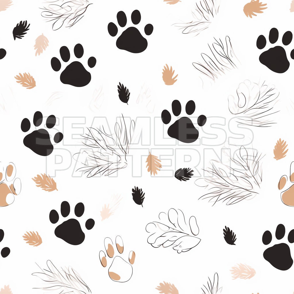 Gray  White Dog Paw Print Pattern Wallpaper  Hovia