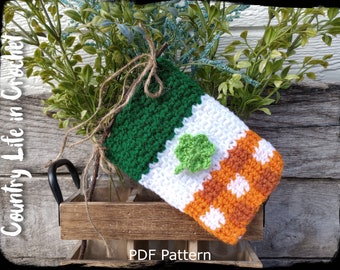 Ireland Flag with Shamrock Crochet Pattern, St Patricks Day Flag, Easy Crochet Tutorial, Instant Download PDF Pattern