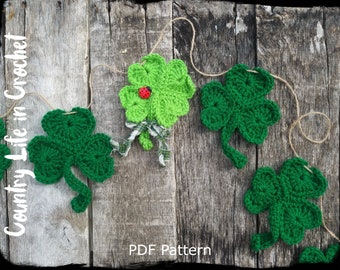 Shamrock Applique Crochet Pattern, St Patrick's Day Ornament, Garland, Coaster,  Easy Crochet Tutorial, Instant Download PDF Pattern