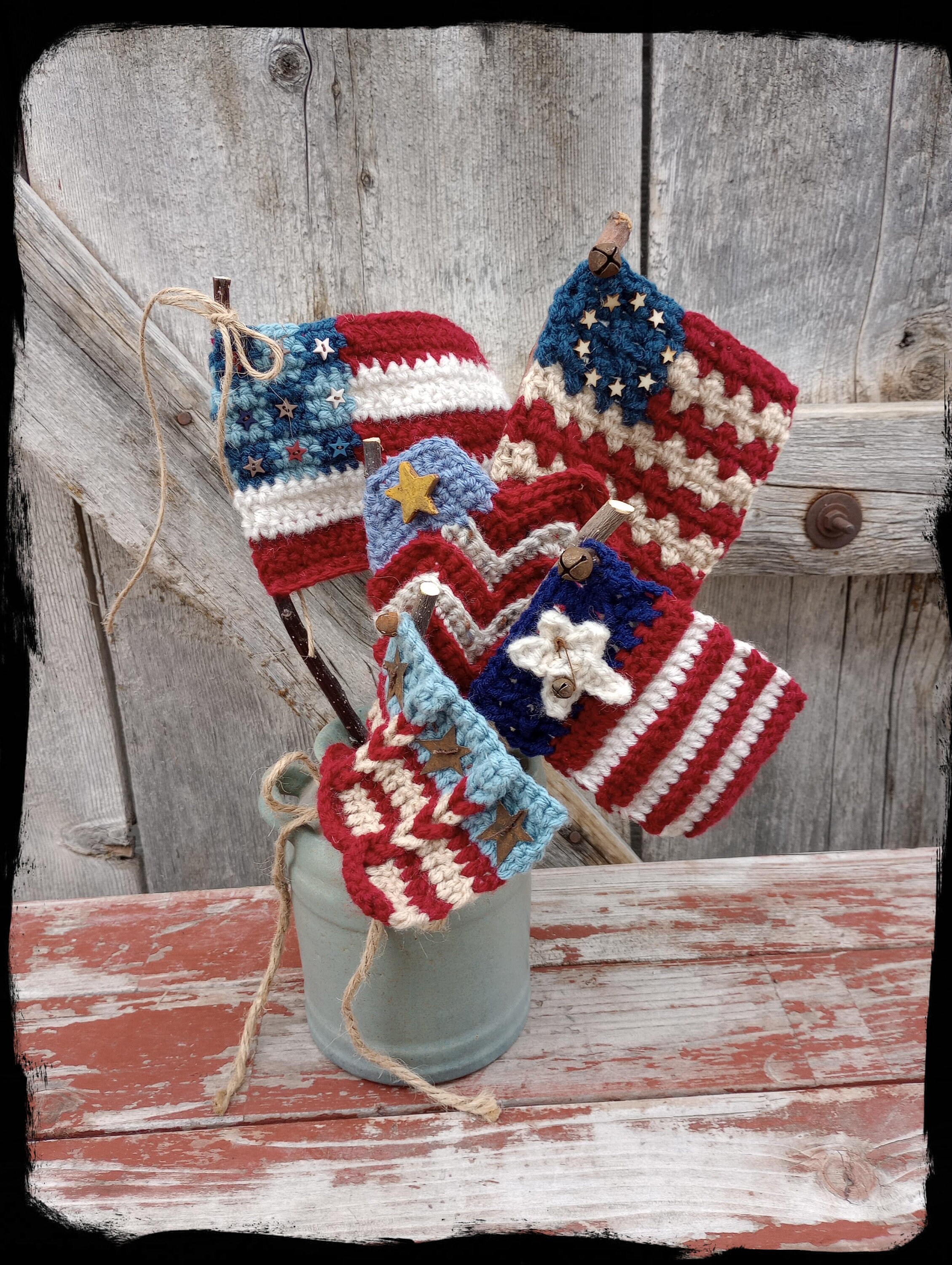PDF Pattern Patriotic Flags Crochet Pattern Flag Sticks Etsy