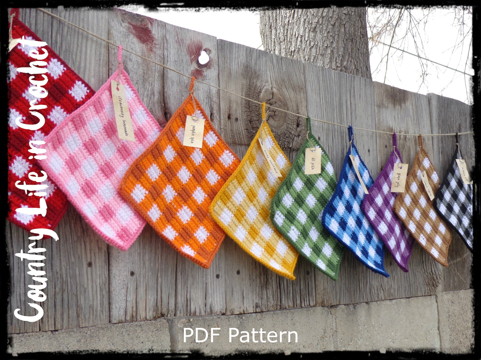 PDF Pattern, Gingham Hot Pads Crochet Pattern, Buffalo Check Country ...