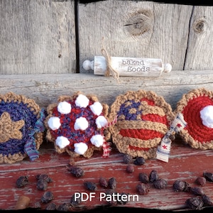 PDF Pattern, Miniature Patriotic Pie Crochet Pattern, 4th of July Decoration, Crochet Tutorial, Easy Beginner Crochet