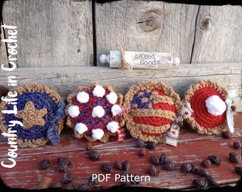 PDF Pattern, Miniature Patriotic Pie Crochet Pattern, 4th of July Decoration, Crochet Tutorial, Easy Beginner Crochet