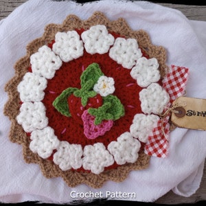 Strawberry Pie Potholder Crochet Pattern: Easy Kitchen Decor (Instant Download)