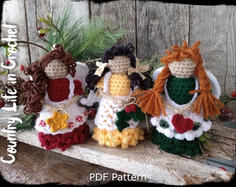 Modèle au crochet, Modèle de poupée anges de Noël, Amigurumi ange de Noël, Petit ange au crochet, Décoration d'ornement