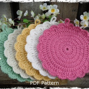 Scallop Hot Pads Crochet Pattern: Easy Rustic Trivet (PDF Pattern)