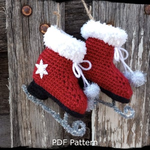 Ice Skates Crochet Pattern: Vintage Christmas Ornament (PDF Pattern)