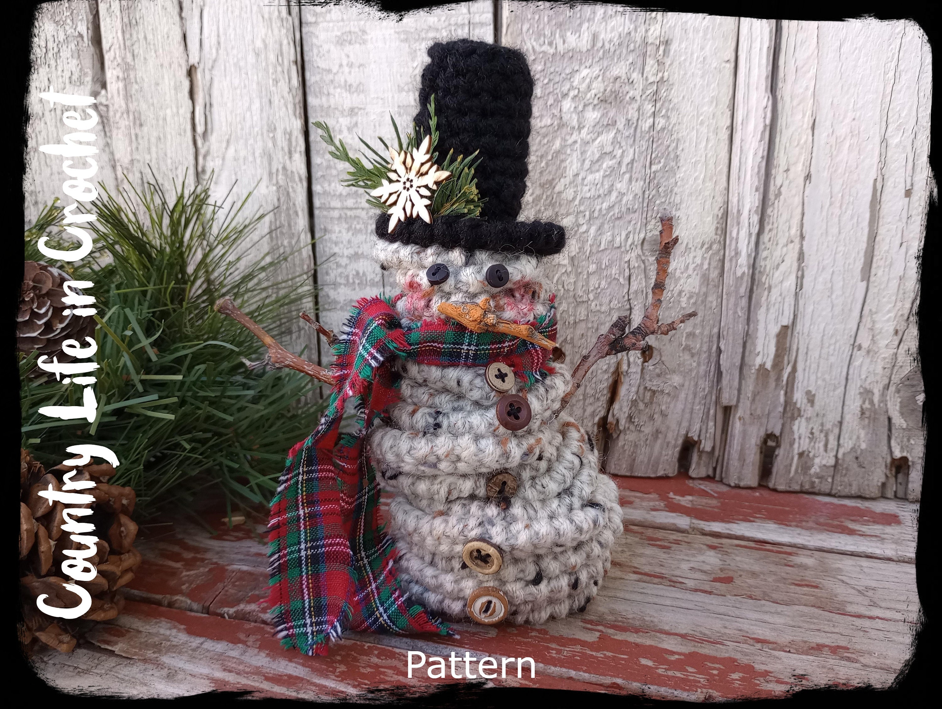 PDF Pattern, Melting Snowman Christmas Ornament, Rustic Snowmen Shelf