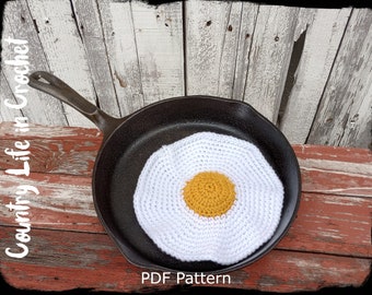 Sunny Side Up Egg Potholder Crochet Pattern, Fried Egg Hot Pads, Easy Crochet Tutorial, Instant Download PDF Pattern