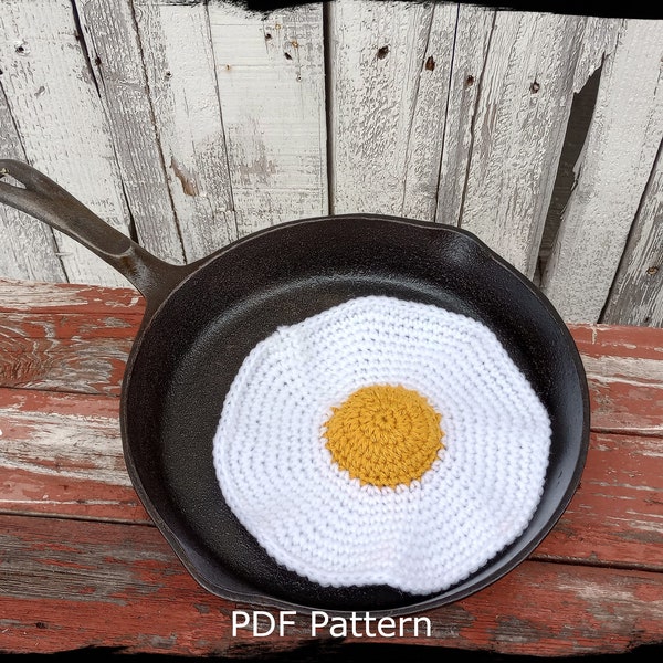 Sunny Side Up Egg Potholder Crochet Pattern, Fried Egg Hot Pads, Easy Crochet Tutorial, Instant Download PDF Pattern
