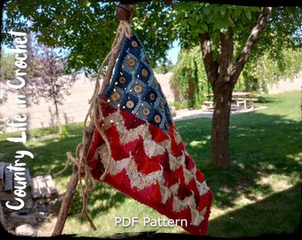 PDF Pattern, Patchwork Flag Crochet Pattern, Granny Square Flag, Crochet Flag Mini Quilt, 4th of July Decoration, Easy Crochet Pattern
