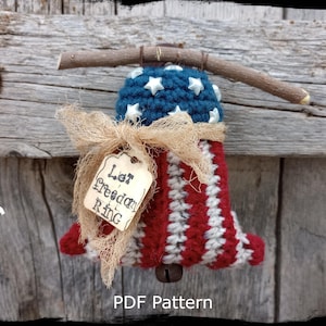PDF Pattern Patriotic Liberty Bell Crochet Pattern Ornament USA PDF Pattern Patriotic Liberty Bell Crochet Pattern Ornament USA