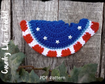 PDF Pattern, Patriotic Watermelon Slice Crochet Pattern, 4th of July Bunting, Decoration, Independence Day Decor, Easy Beginner Crochet