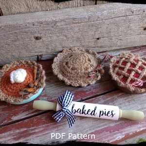 Miniature Crochet Pie Pattern: Pumpkin, Apple, Cherry (PDF Pattern)