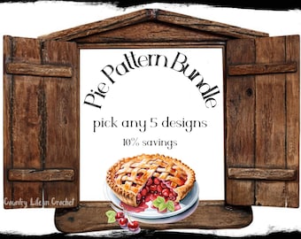 Pie Häkelanleitung: Wähle 5 Topflappen-Designs (PDF Muster)